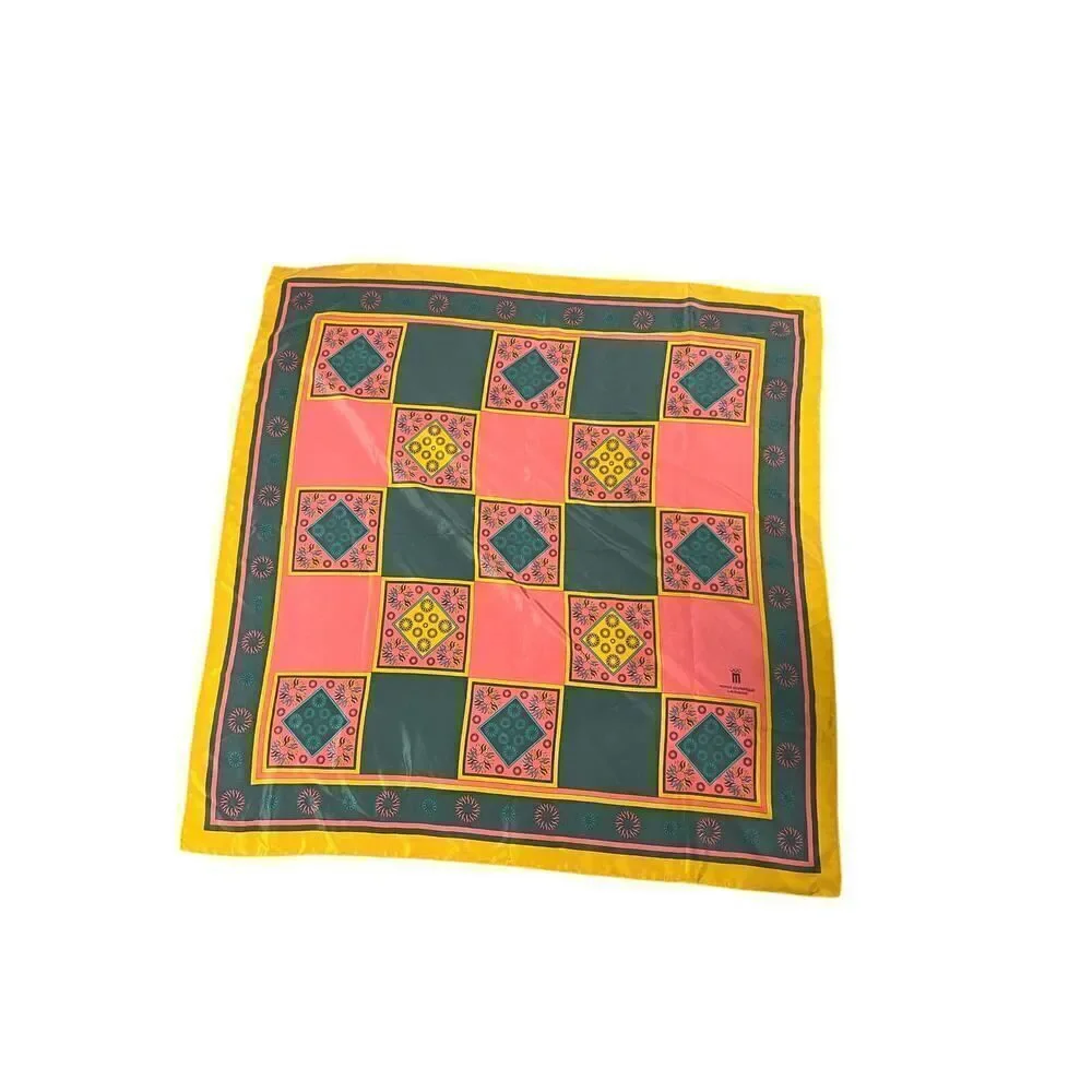 ITALIAN SILK SCARF MUSEE OLYMPIQUE LAUSANNE 100% SILK 13”x13”